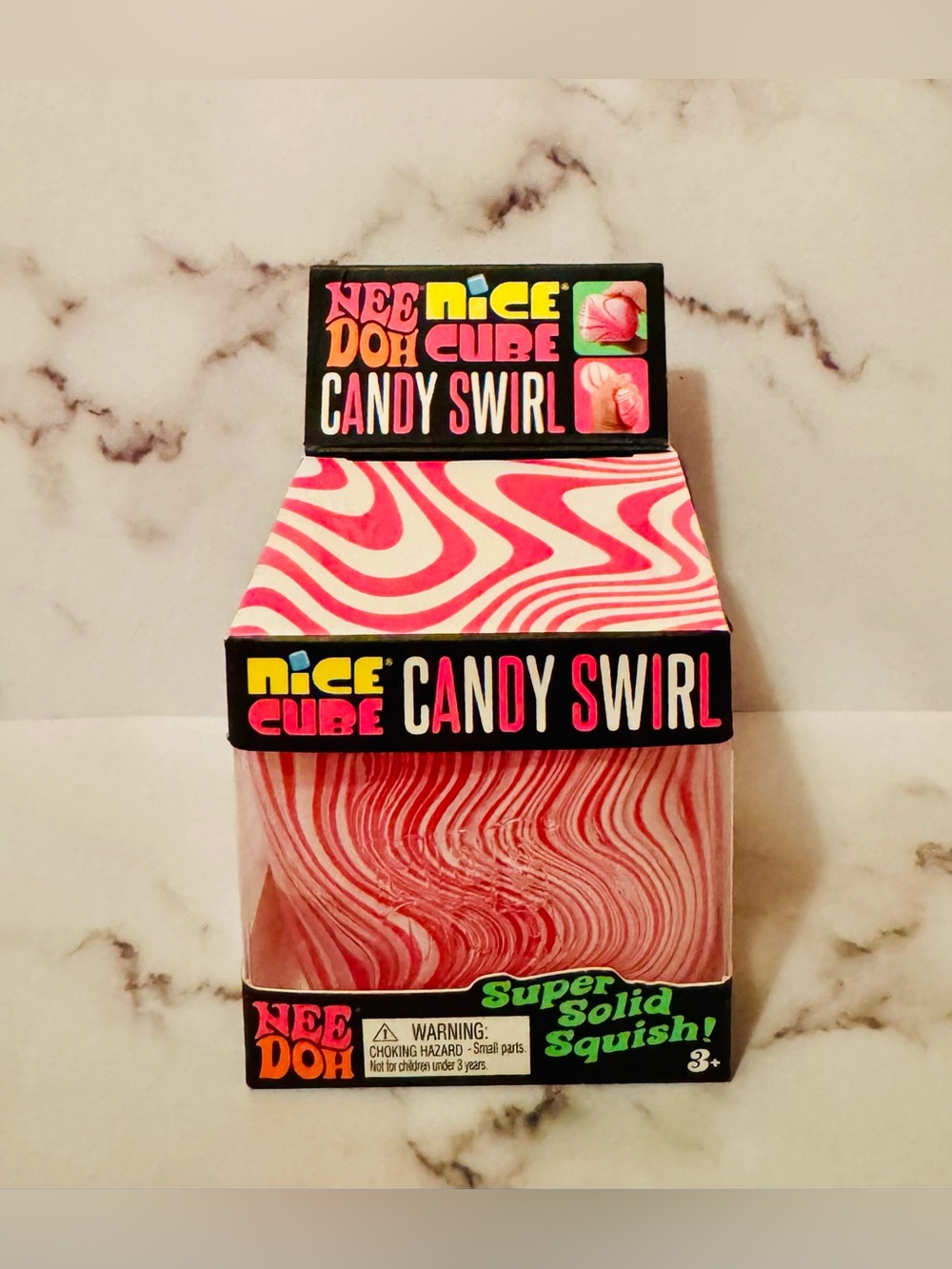 Needoh Pink and White Candy Swirl Cube Brand New